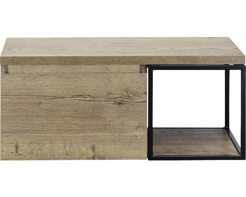 Sanox Frozen wastafelmeubel, tabakskleurige voorkant, zwarte plank, afmetingen (B x H x D): 100,2 x 43,6 x 45 cm