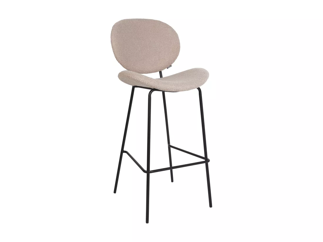 Lot de 2 chaises de bar LUANA Bouclé Beige clair