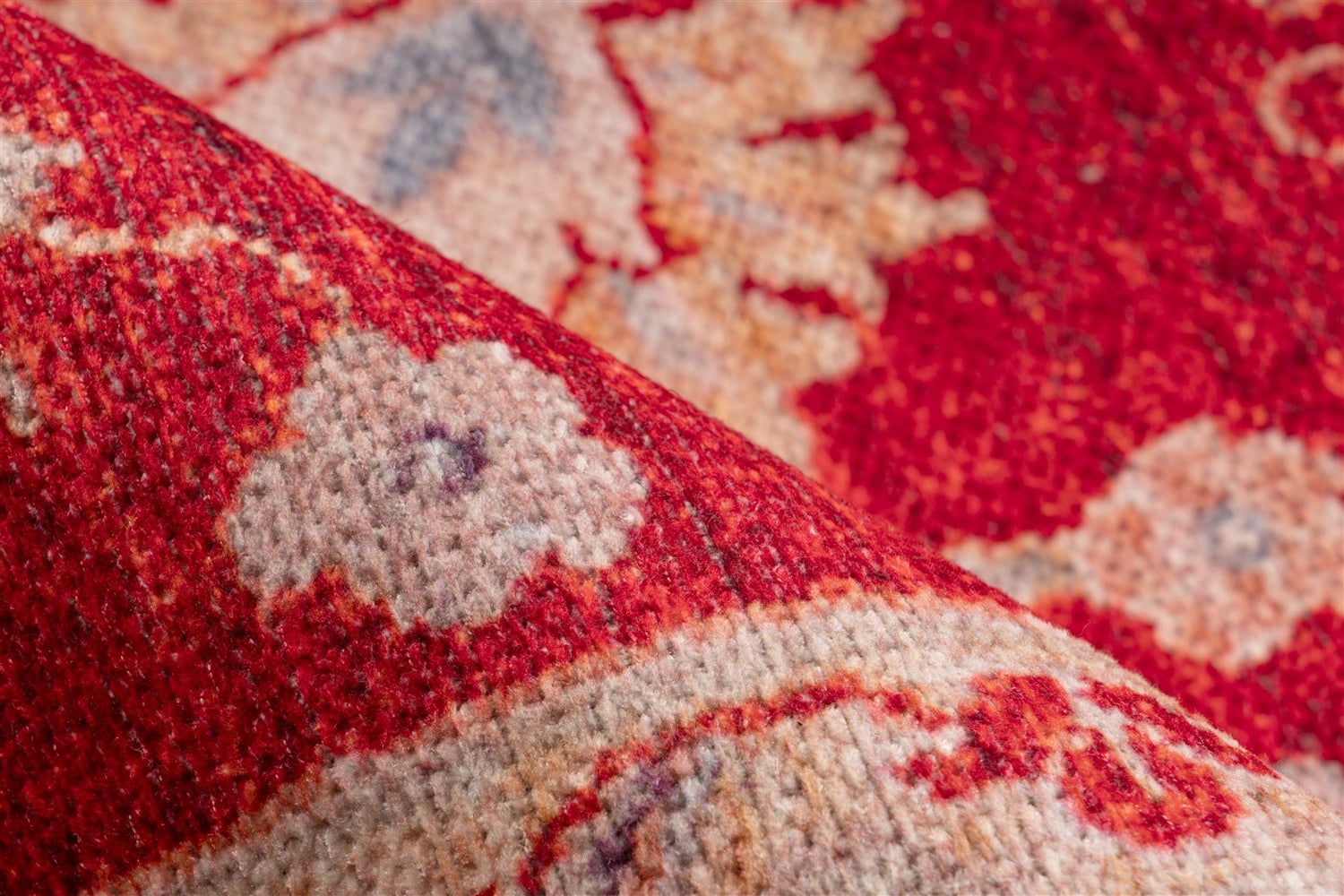 Platgeweven vloerkleed Celestial Red Vintage design, used look, oosters 190 x 290 cm