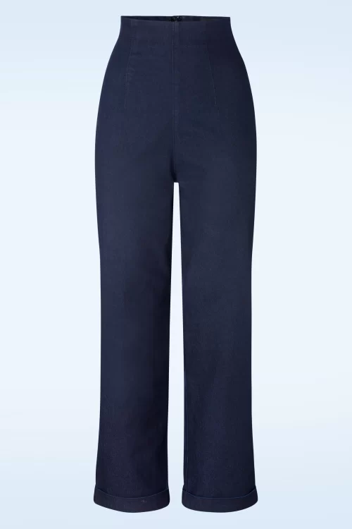 Collectif Clothing Kiki-Lea high waisted jeans in marineblauw