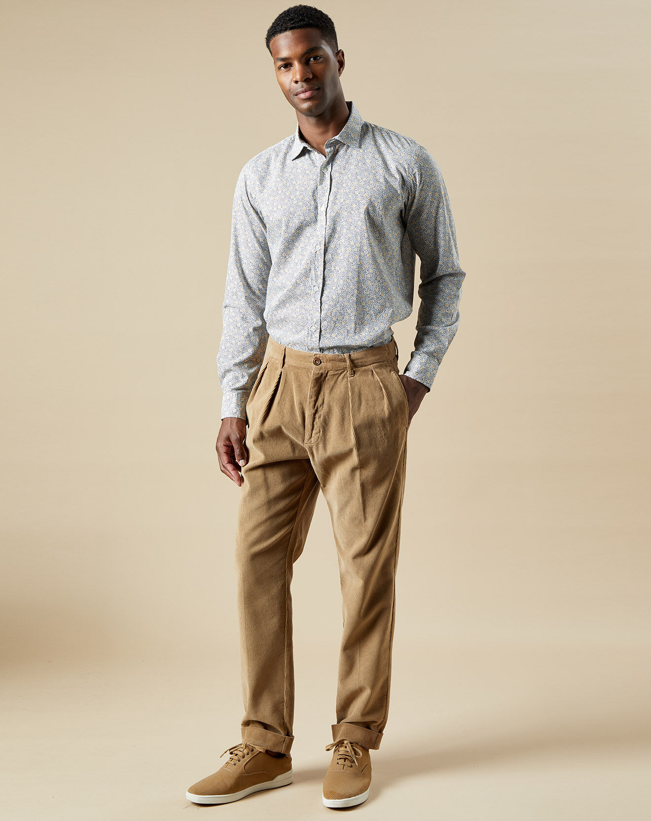 Hartford Chemise slim Sammy imprimée blanc/gold/navy