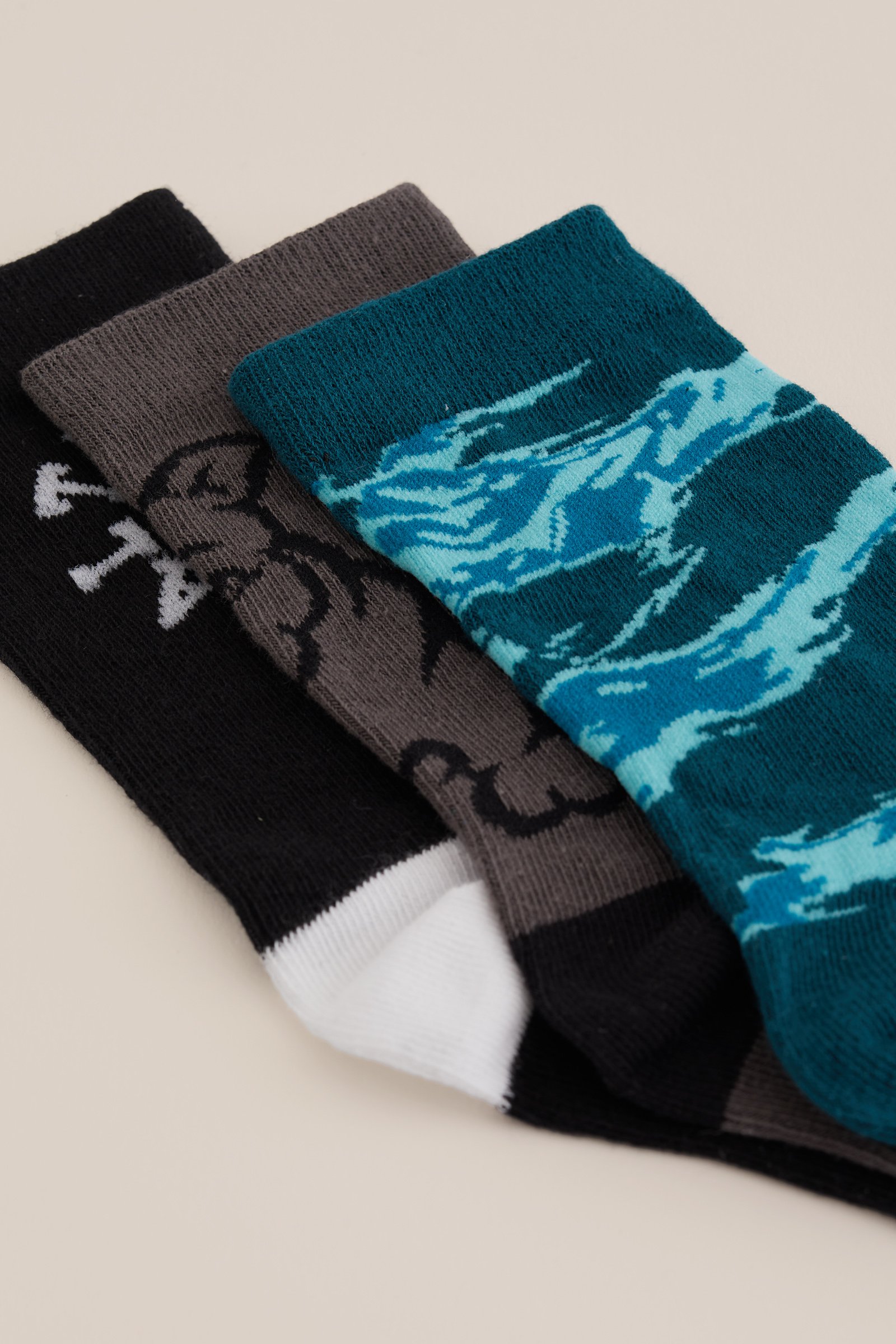 Jongens sokken, 3-pack Salty Dog Donkergrijs