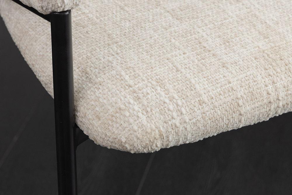 Design Stuhl NOBLESSE beige Chenille schwarzes Metallgestell