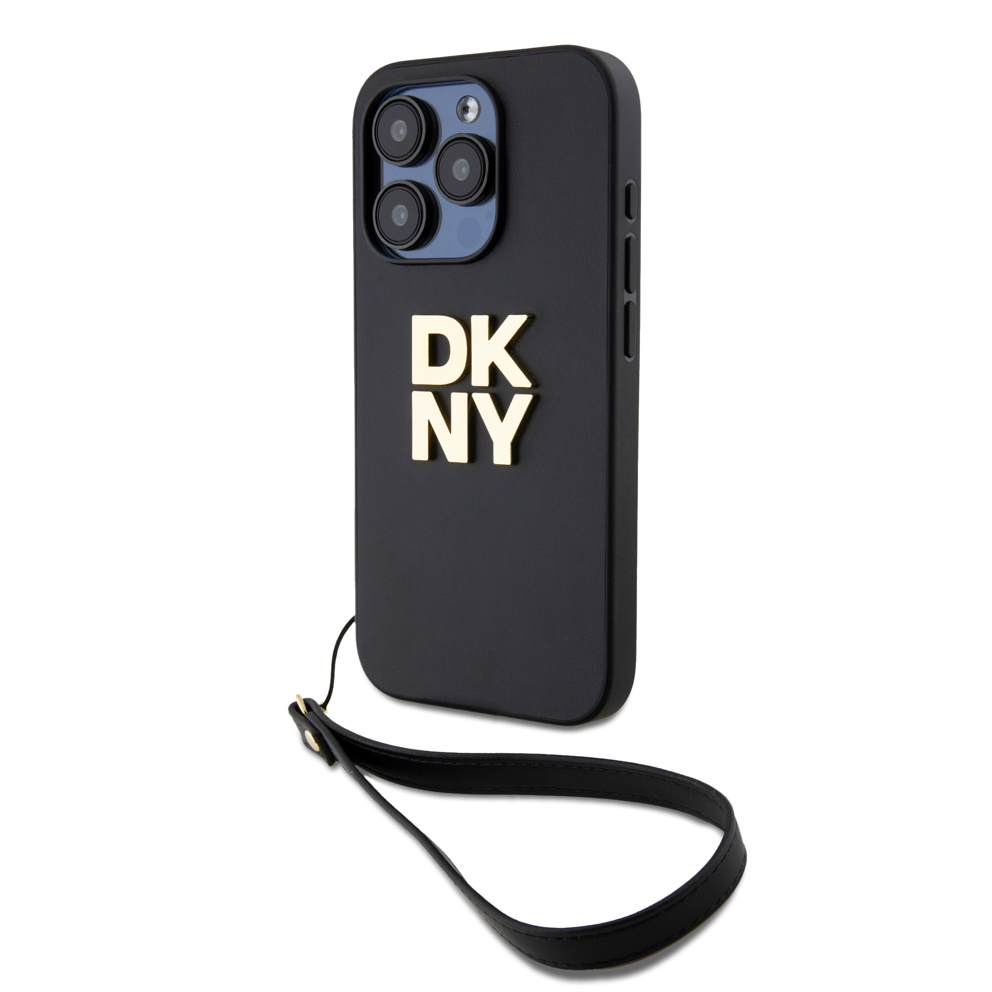 iPhone 15 Pro Hybrid Hardcase Hülle Stock Logo   Handschlaufe (DKHCP15LPBSWSK) - Schwarz