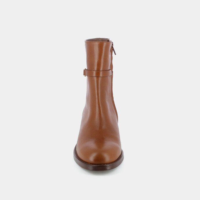 Bottines à boucle  en cuir cognac