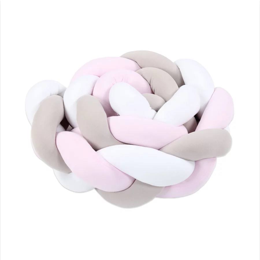 babybay® Nestchenschlange Zopfmuster weißbeigerosé 200 cm