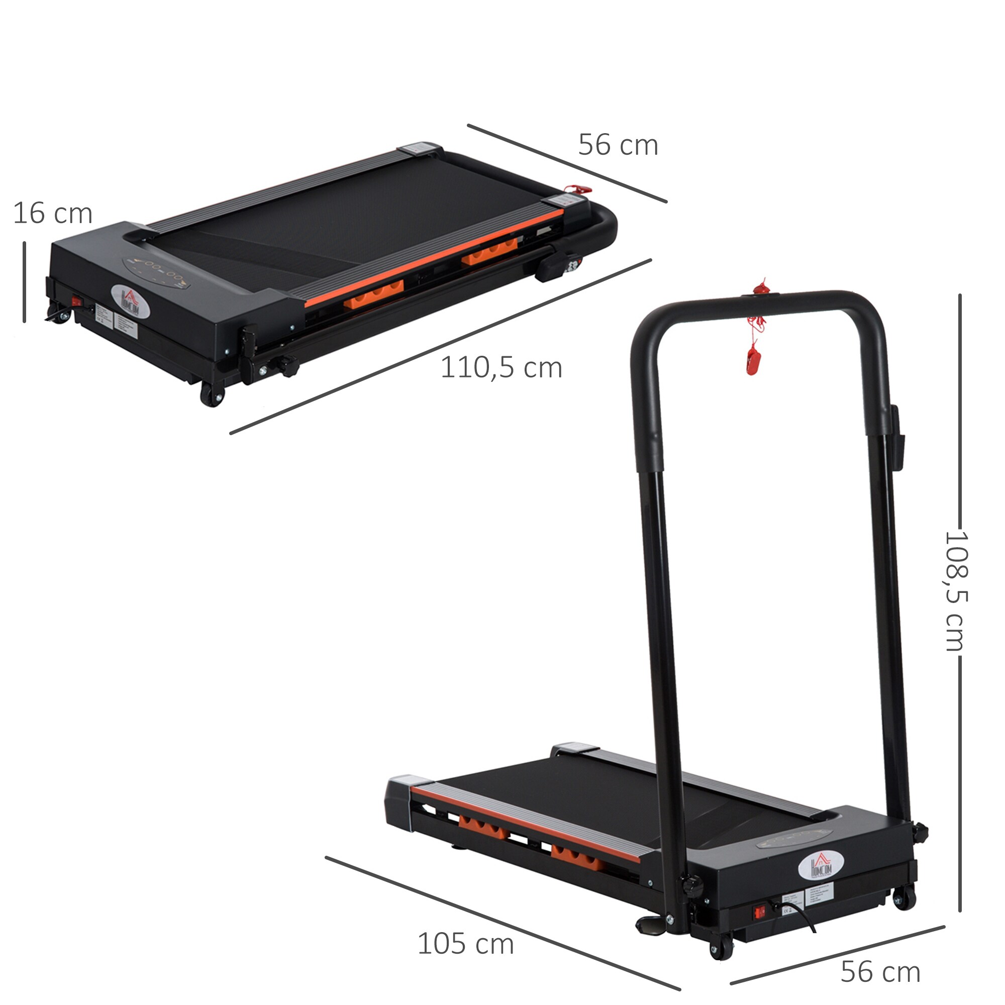 HOMCOM Faltbares Laufband mit LCD Display schwarz 54 x 101 x 105 cm (BxTxH)