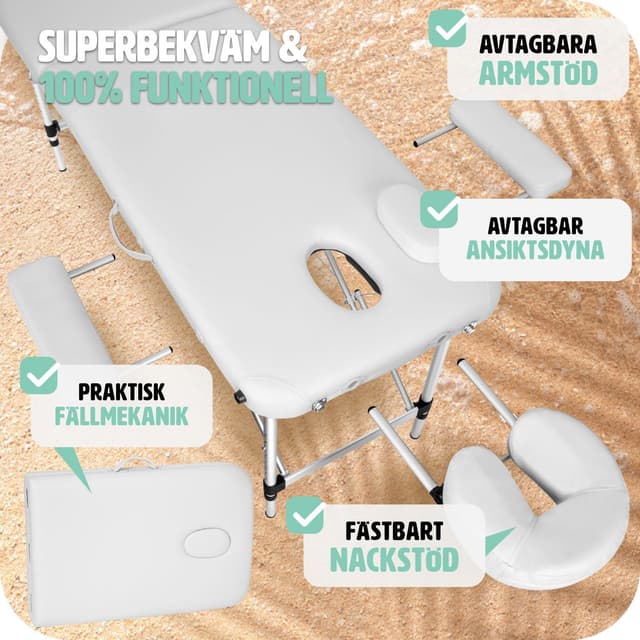 Massagebriks i aluminium med 2 zoner, polstring + taske