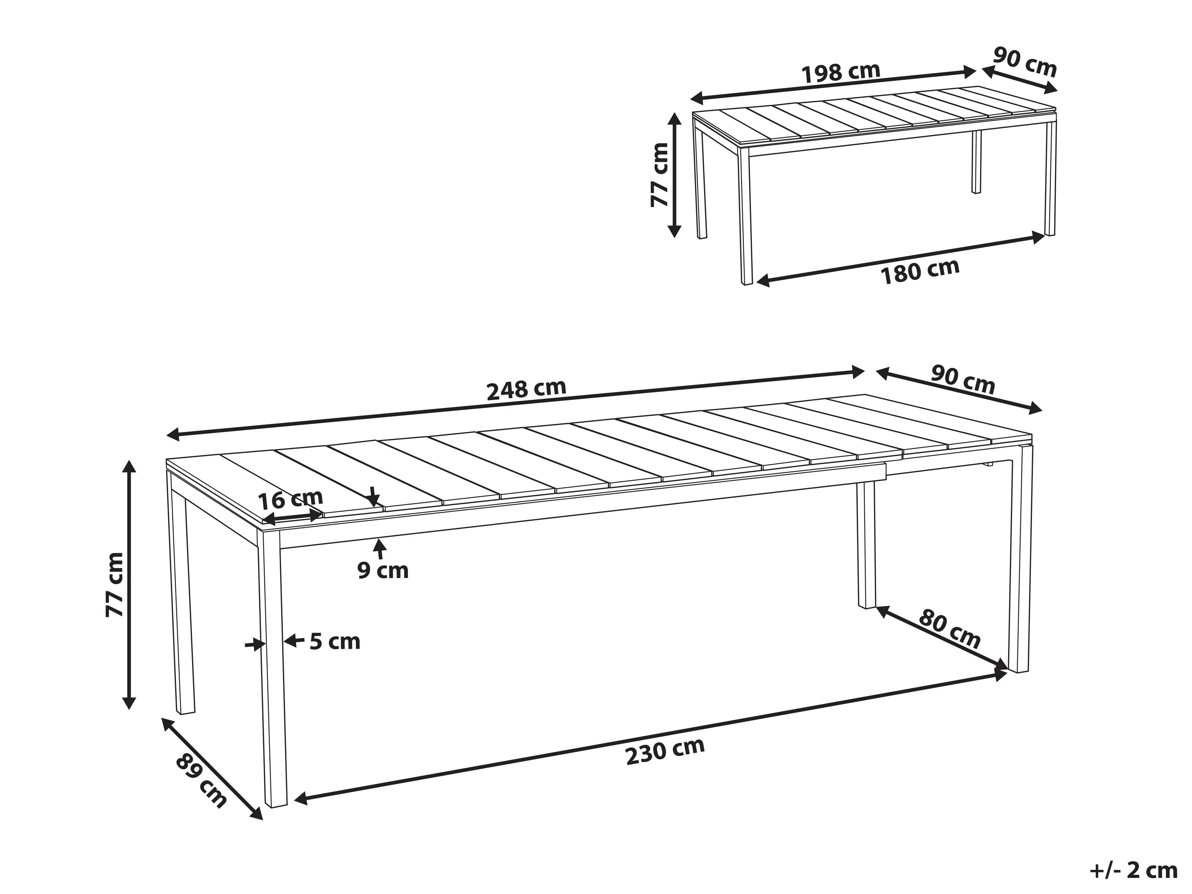 Uitschuifbare tuintafel TOFANE 198/248 cm 90 cm Bruin