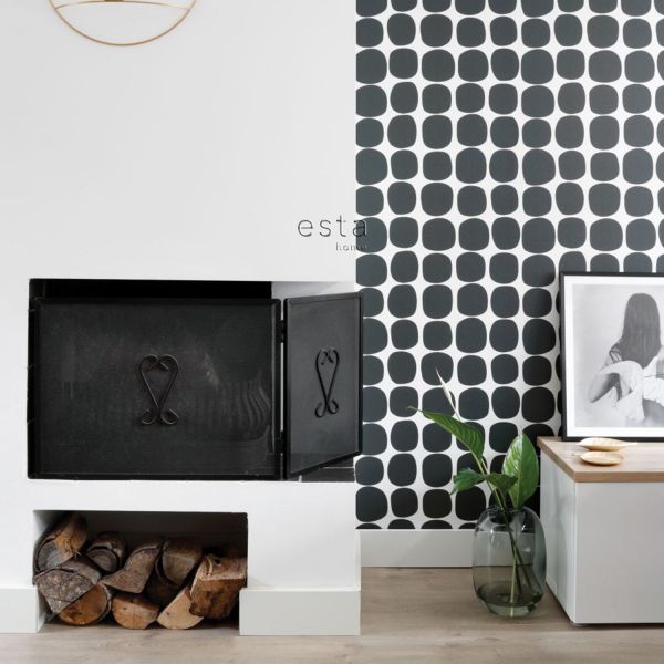 Estahome Grafisch Motief III - 0,53 x 10,05 m - Lichtblauw / Wit