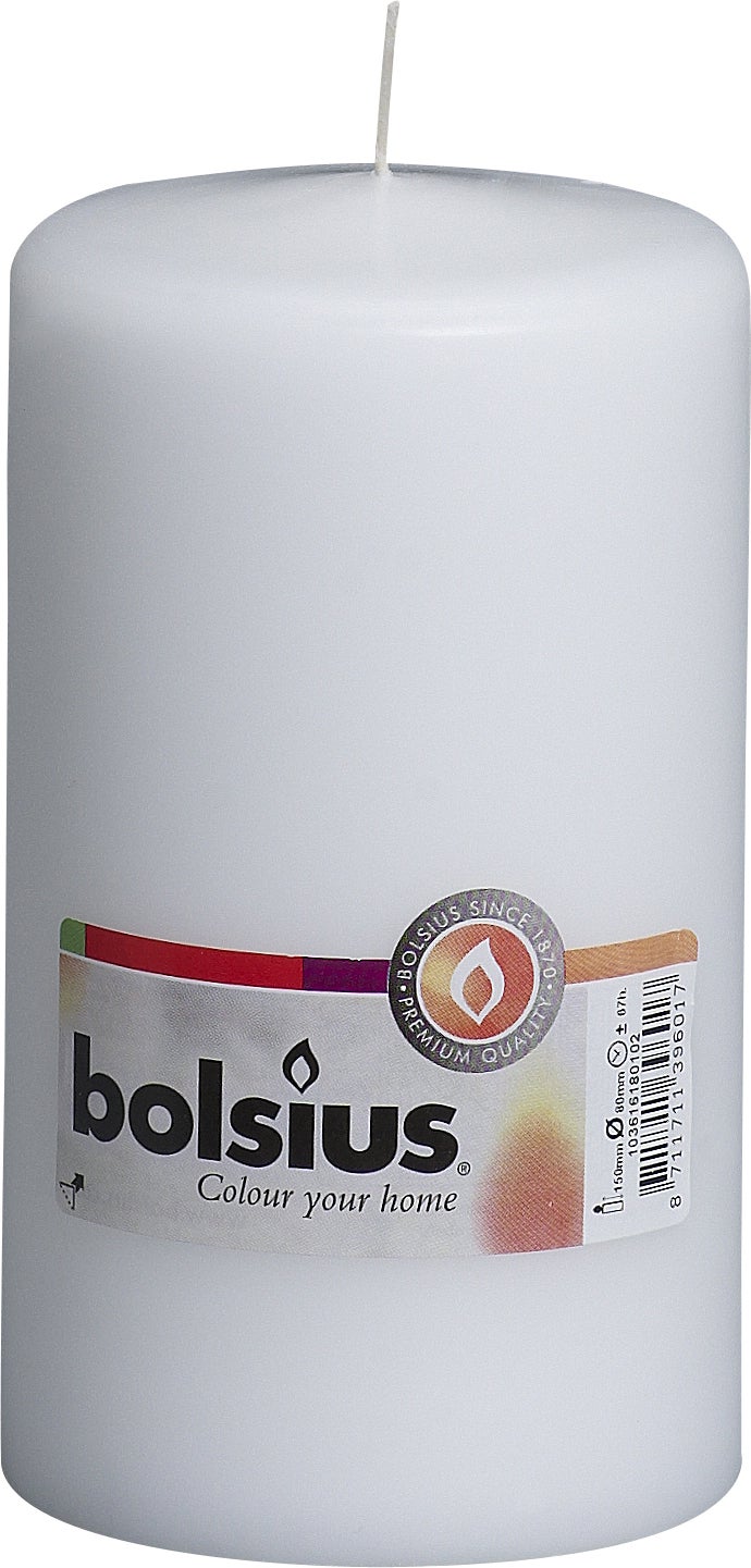 Bolsius stompkaars wit D 8,6 H 15 cm