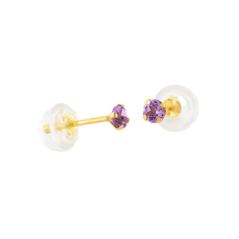 Boucles d'oreilles femme - améthyste - Or 9 Carats