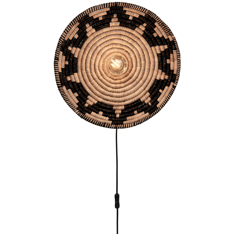 Good&Mojo Andros wandlamp Ø45 zwart/naturel