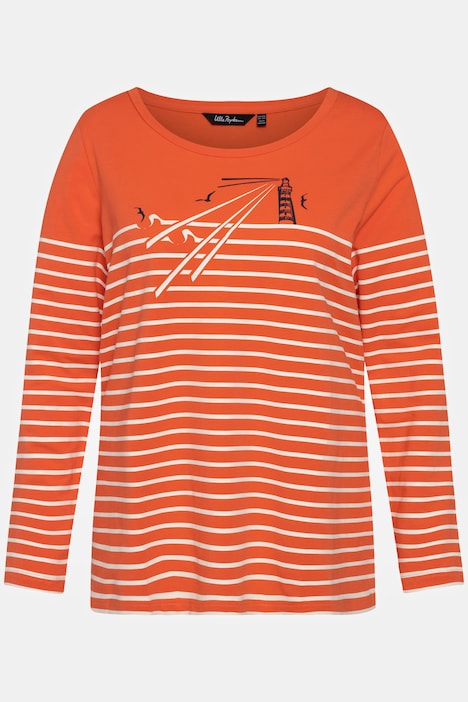 Shirt, Streifen, Leuchtturm, Classic, Rundhals, Langarm