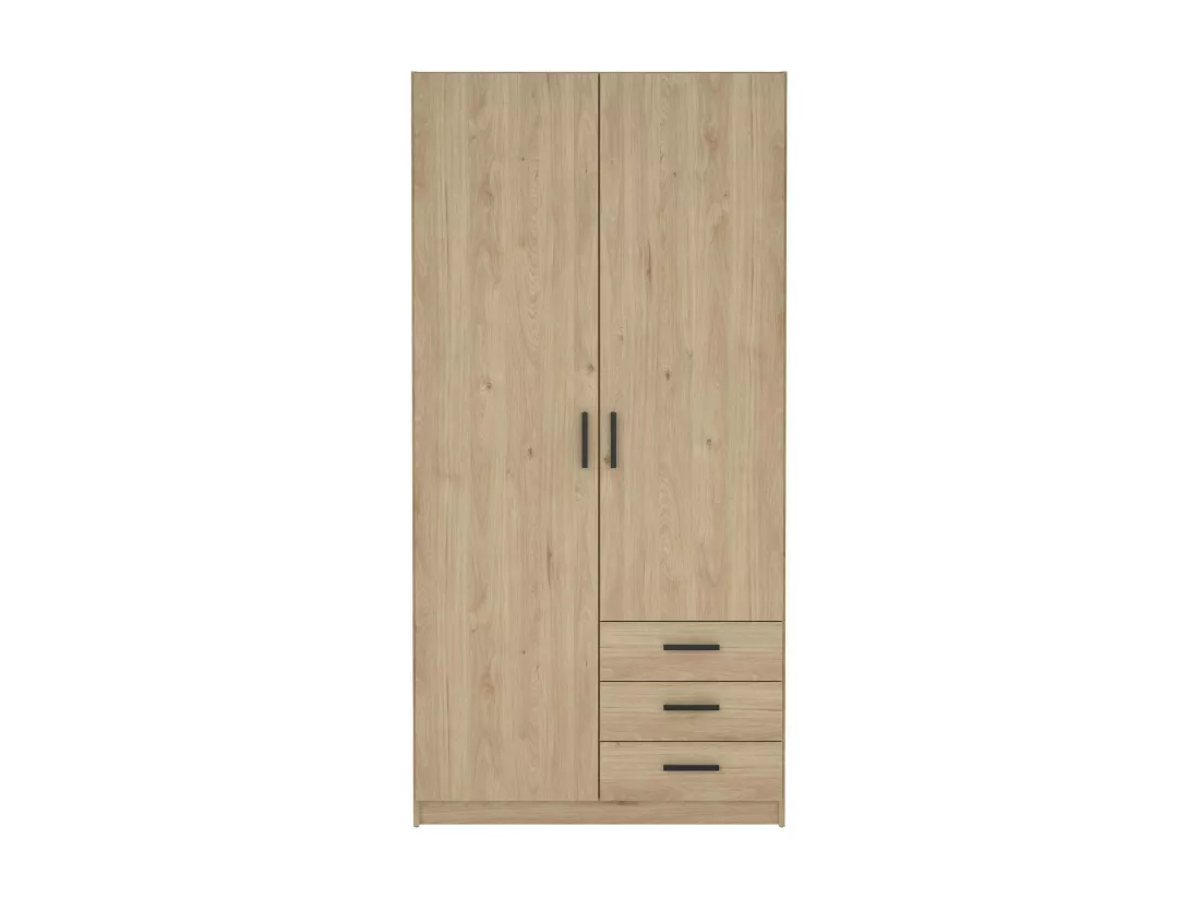 Garde-robe 2 portes Dscopon, Meubles de chambre, Penderie de plain-pied, Placard à vêtements, 99x50 h200 cm, Chêne clair