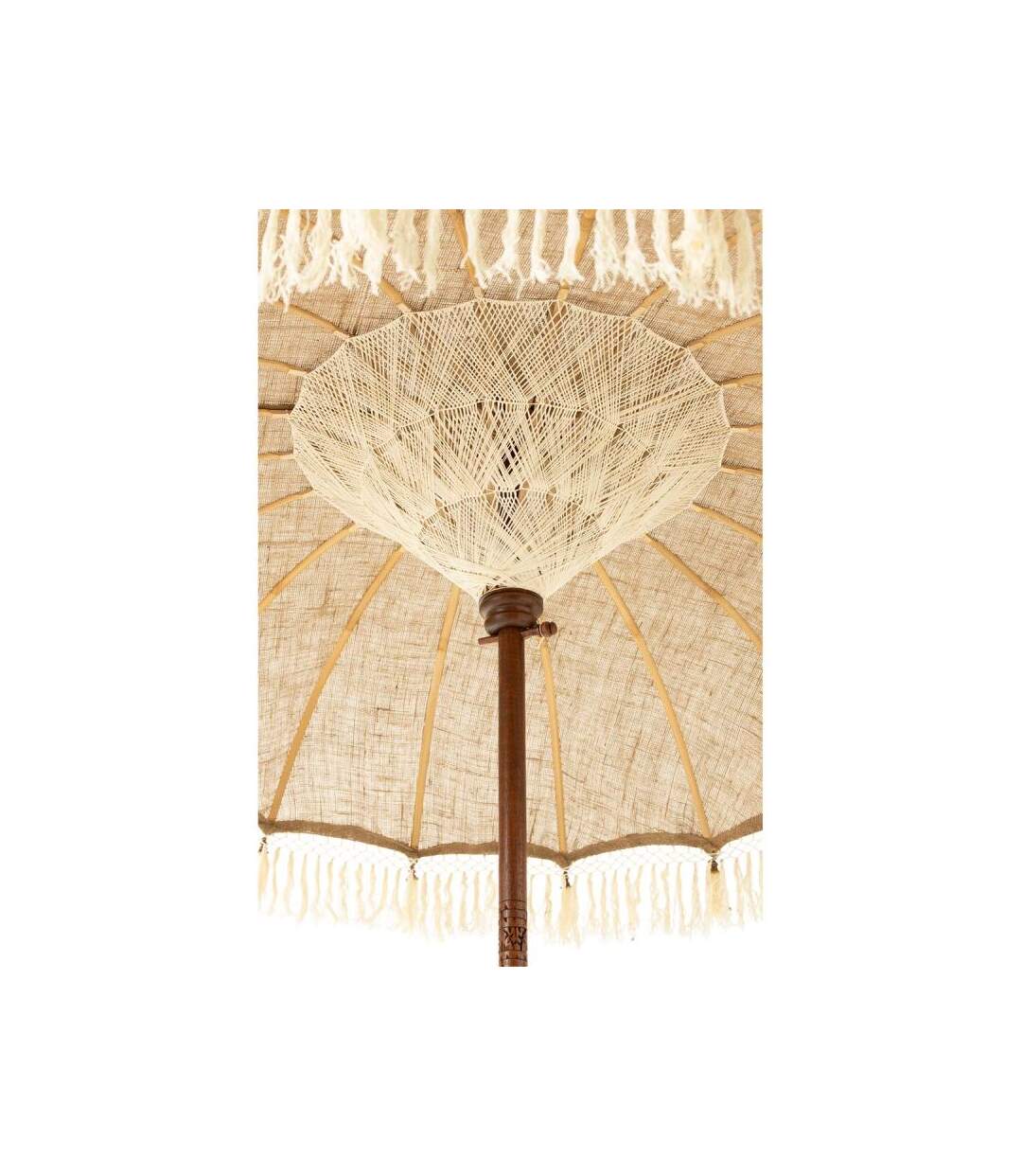 Paris Prix - Parasol Déco En Jute pompons 267cm Beige