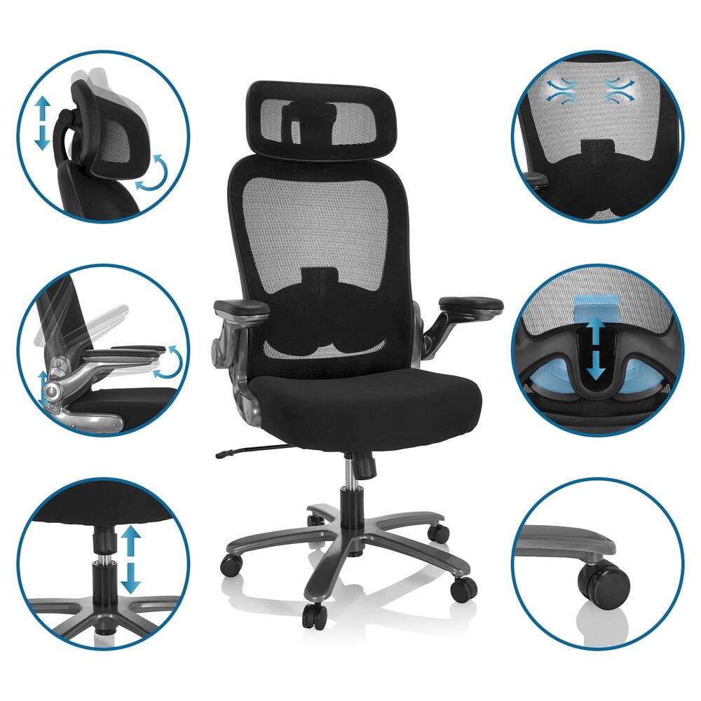 XXL Drehstuhl INSTRUCTOR T I PRO Stoff/Netzstoff mit abklappbaren Armlehnen hjh OFFICE