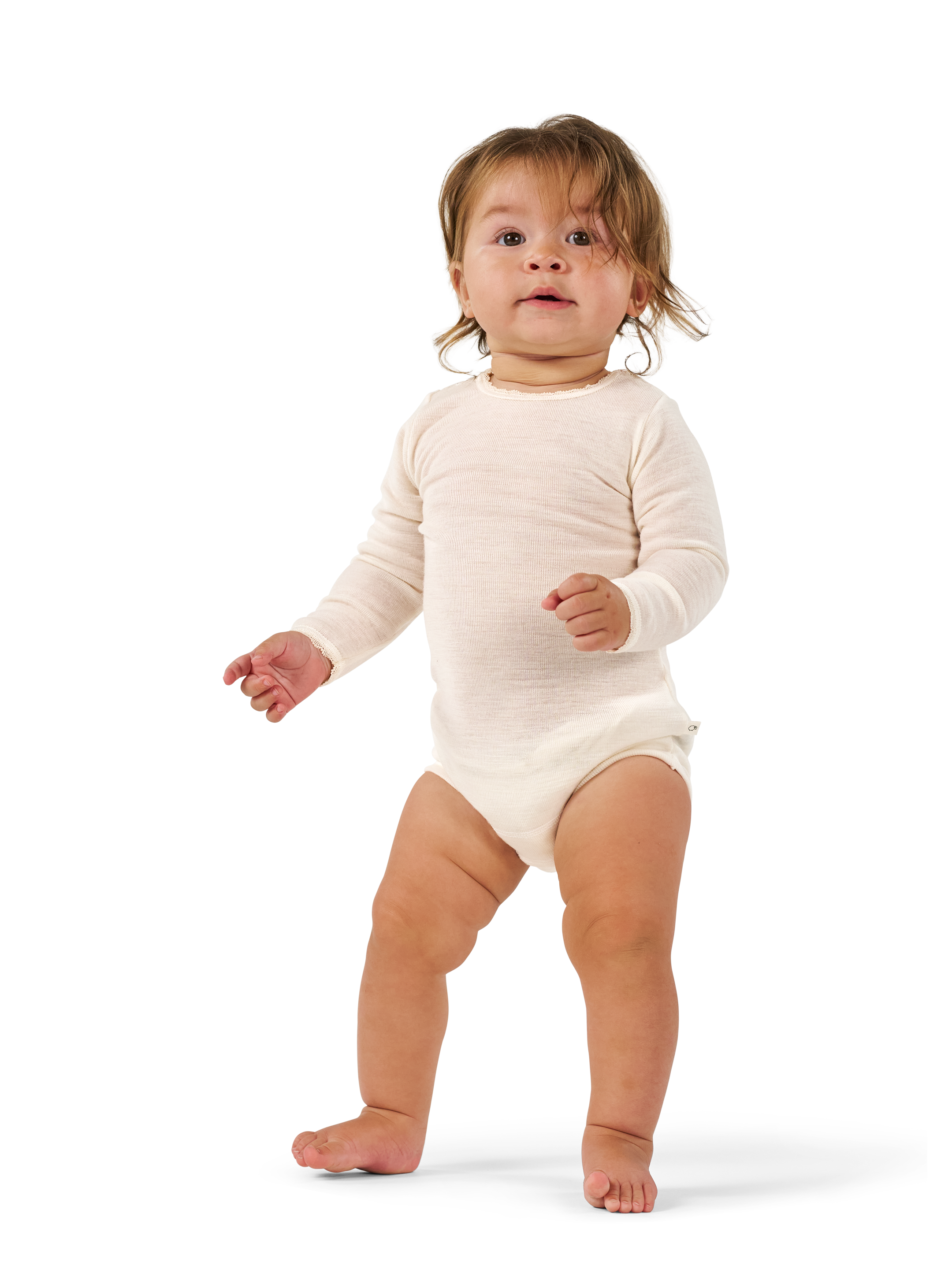 Romper met lange mouw van merinowol voor baby’s