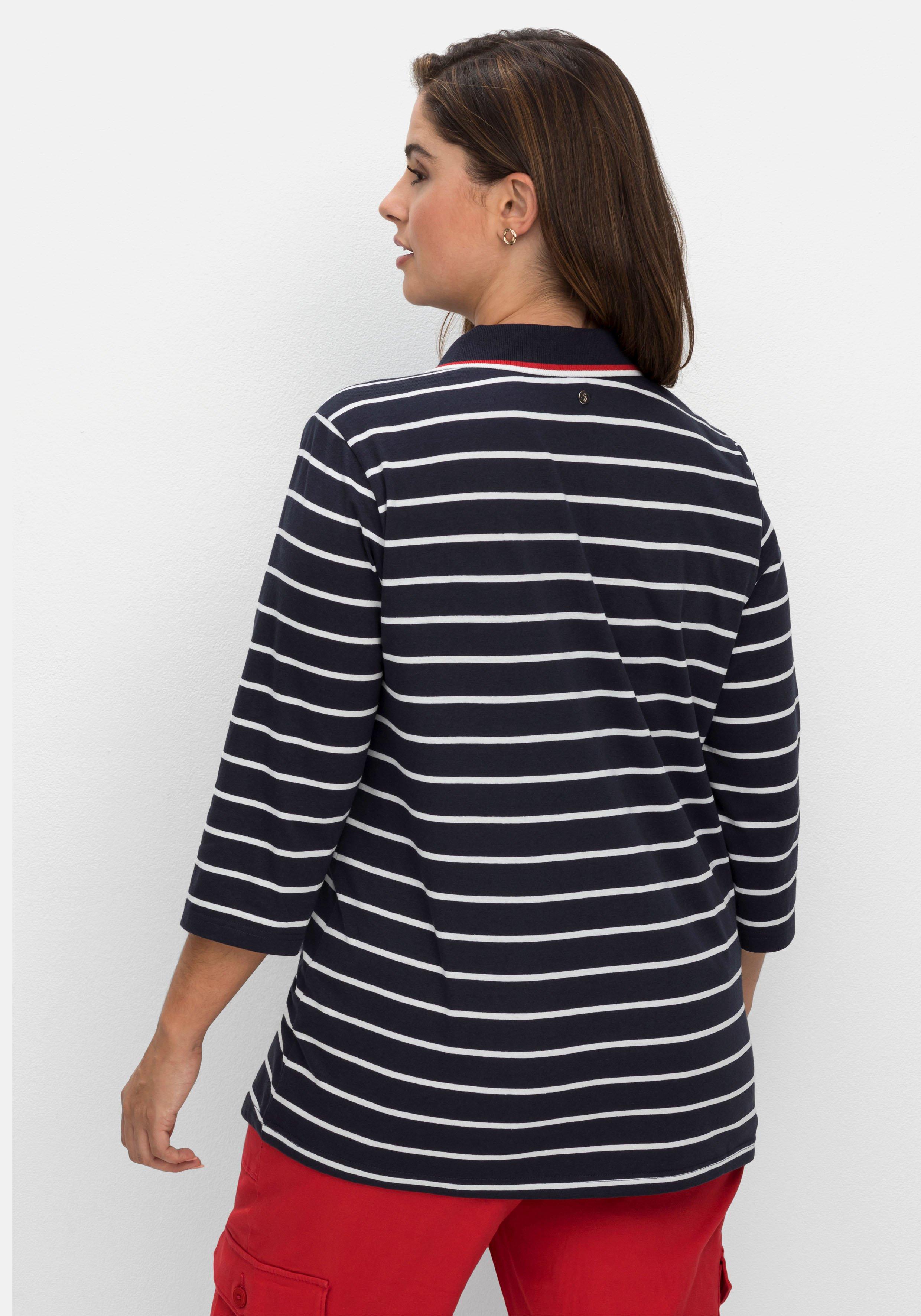 Gestreiftes Poloshirt mit 3/4-Arm