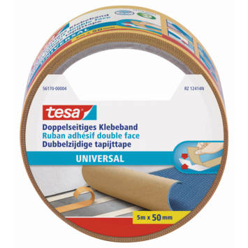 Tesa kleefband universeel dubbelzijdig 50 mm 5 meter geel