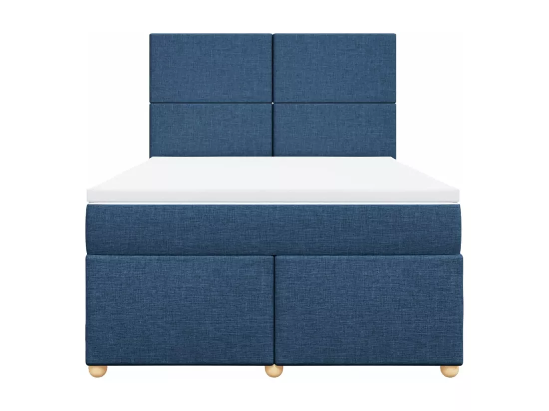 Sommier à lattes de lit avec matelas Bleu 160x200 cm Tissu