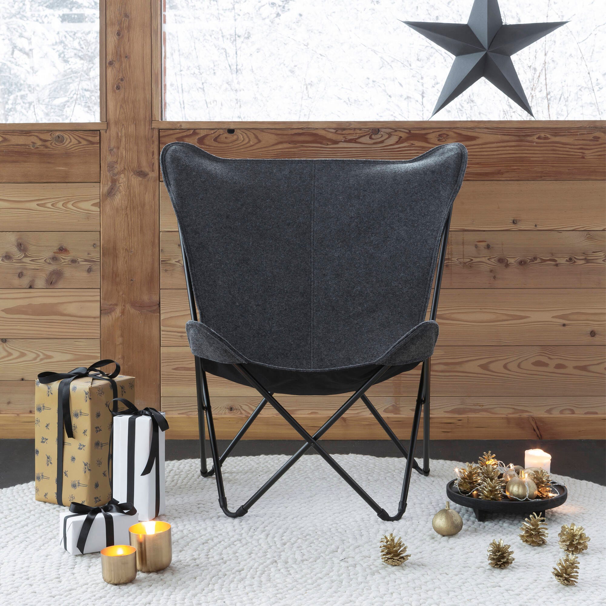 Breiter Butterfly Chair Sphinx Soft Grau Nuee