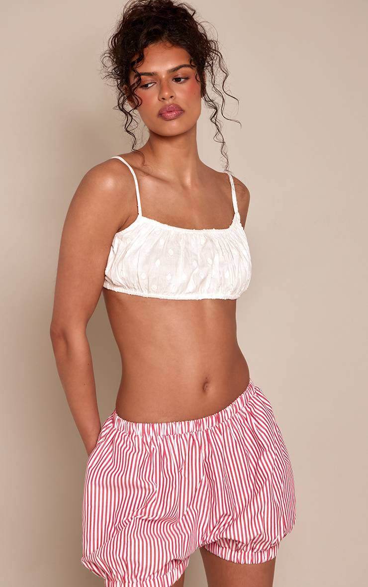 Rouge Short Bouffant À Rayures