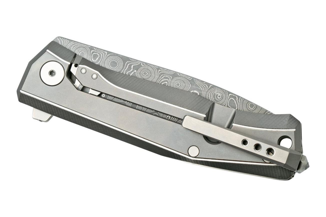 LionSteel Myto Damascus, Grey Titanium MT01D-GY zakmes, Molletta design