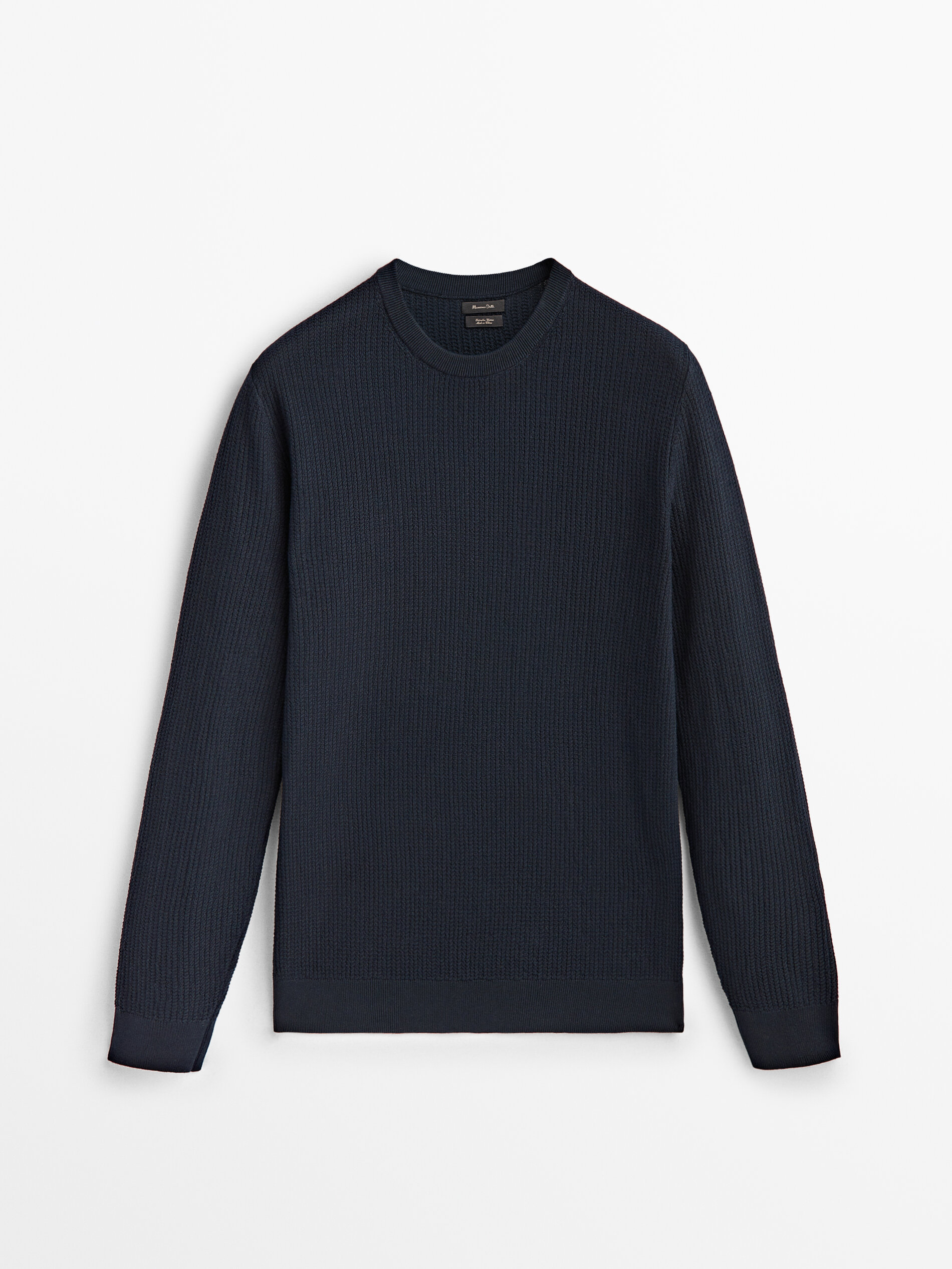 Camisa de malha com estrutura arredondada nas costas - AZUL MARINHO