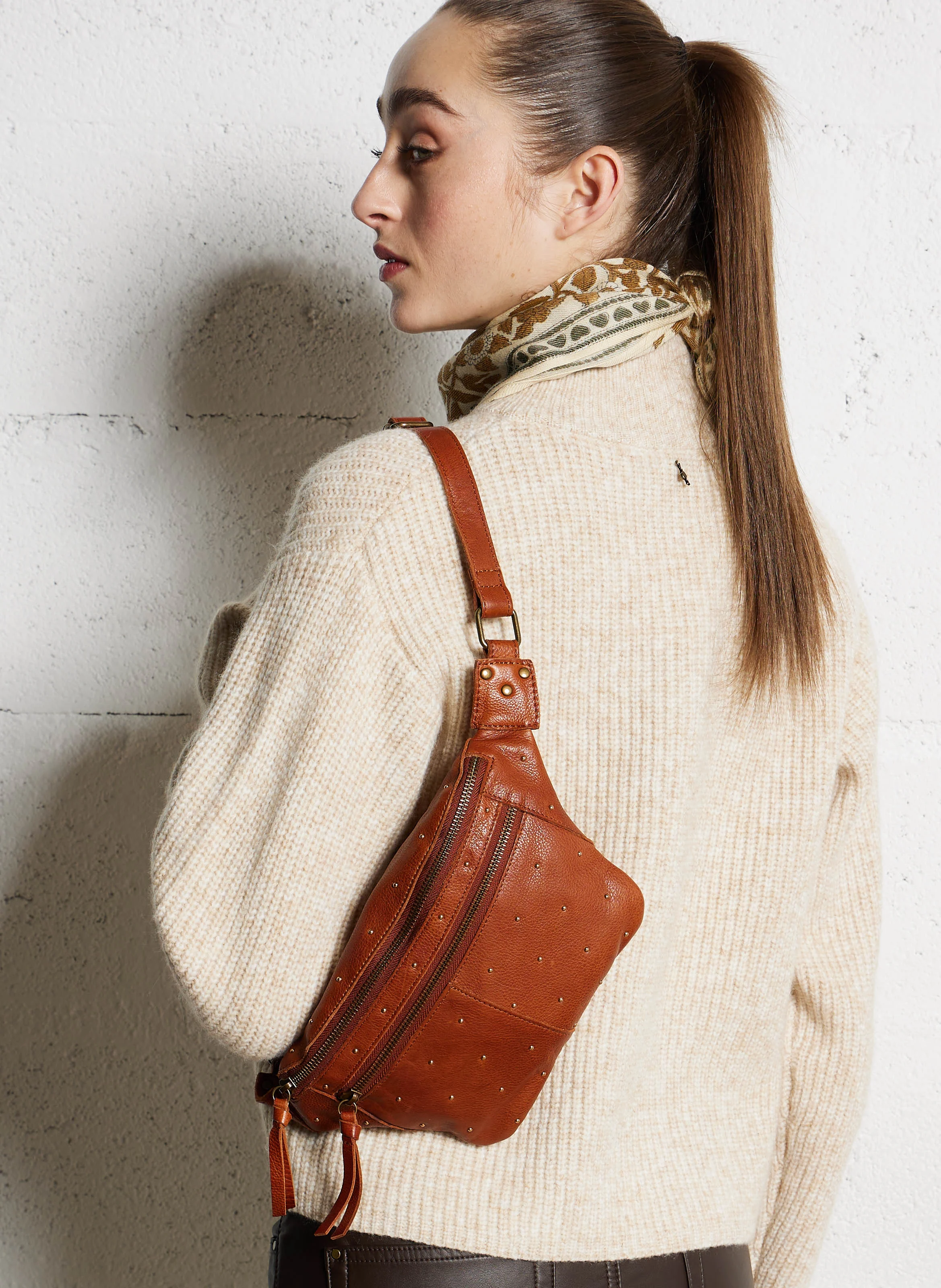 NAJA - Sac banane en cuir | Marron