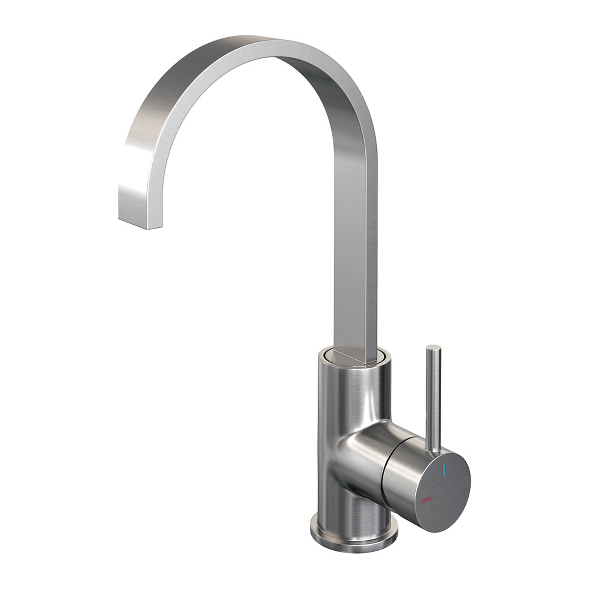 Brauer Brushed Edition ColdStart wastafelkraan hoog met draaibare platte uitloop model A RVS geborsteld PVD