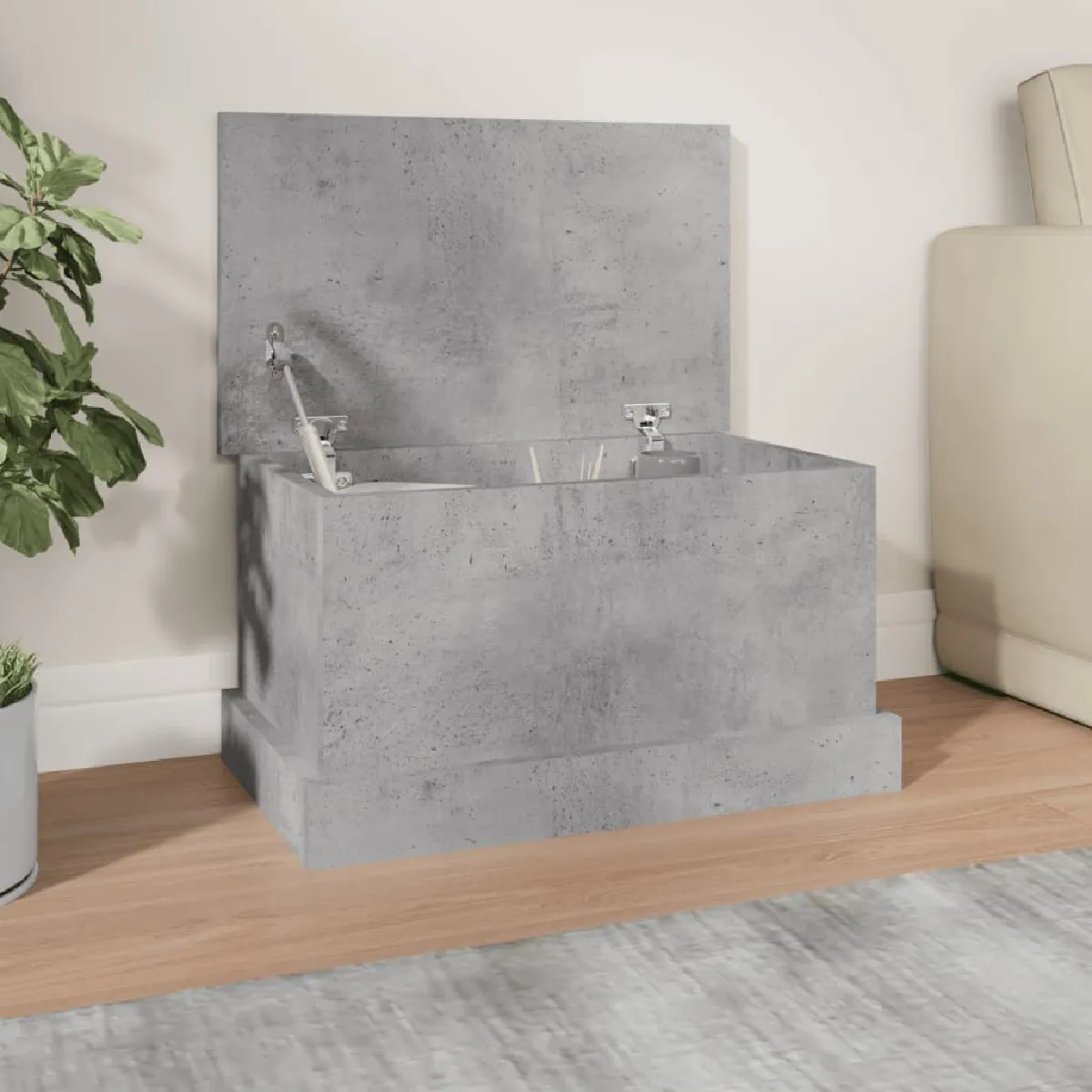 vidaXL Boîte de rangement gris béton 50x30x28 cm
