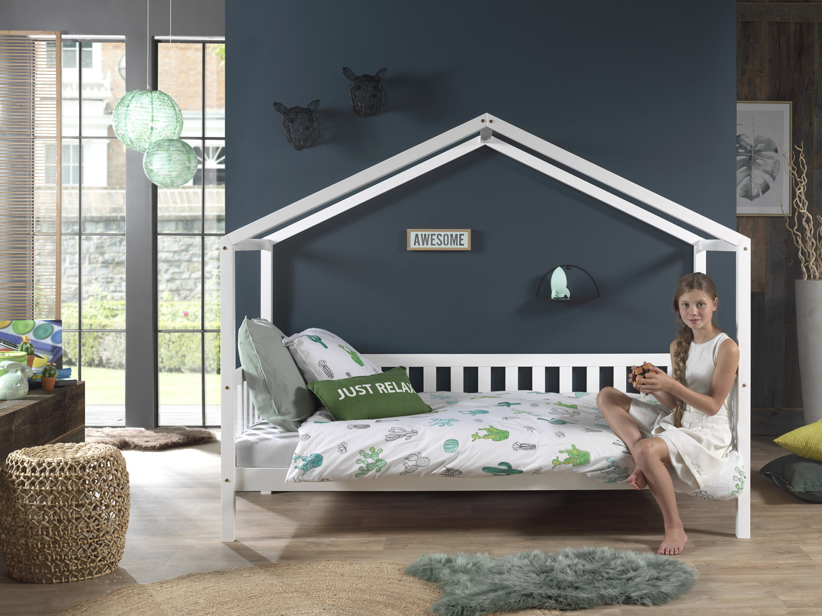Hausbett DALLAS - weiß - Kiefer massiv - 90x200 cm