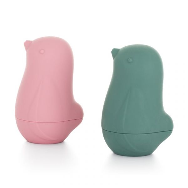 Petite&Mars Brinquedos de Banho de Silicone Love Birds Pink Green
