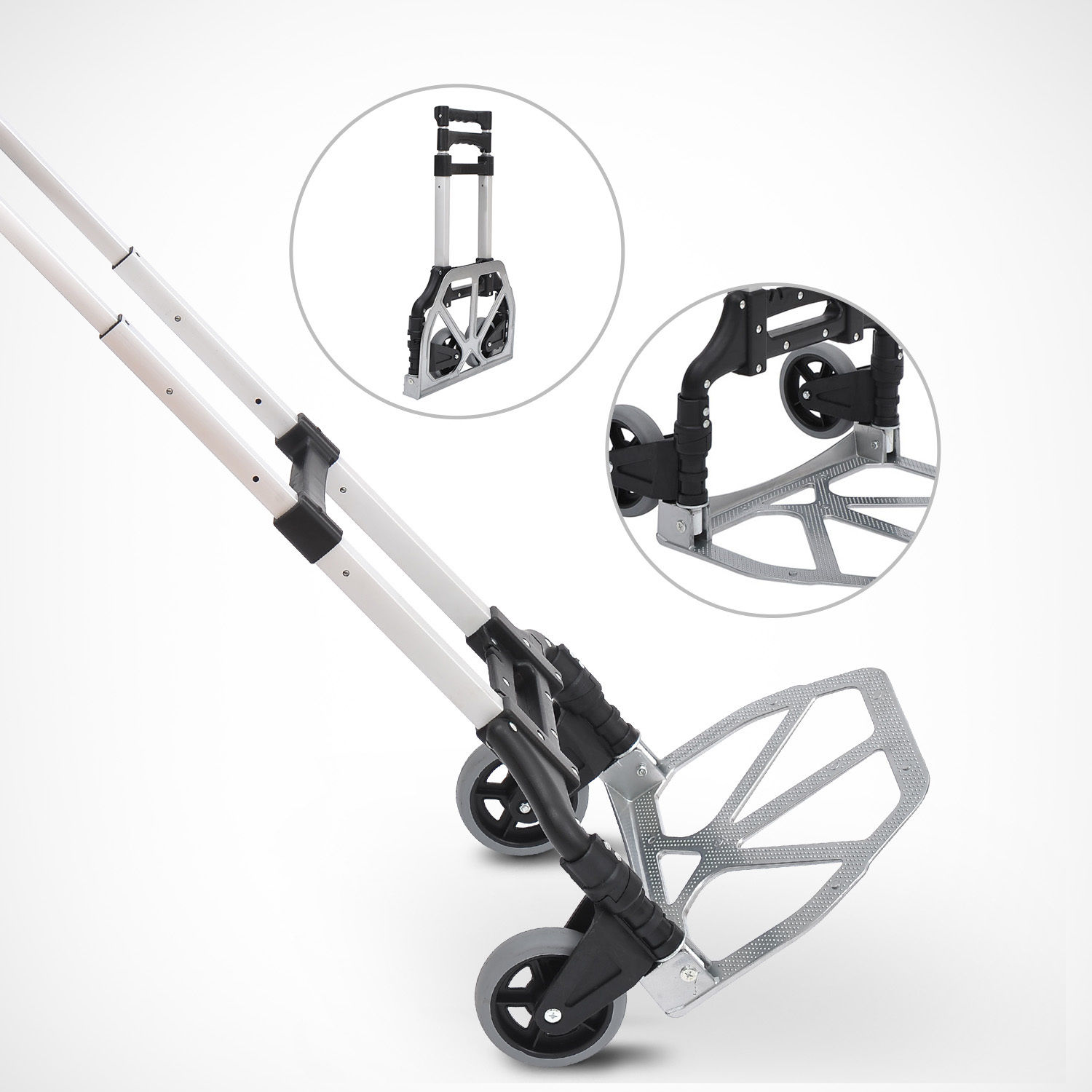 HOMCOM Transportkarre klappbar schwarz, weiß, silber grau 41 x 38,5 x 100 cm (LxBxH)