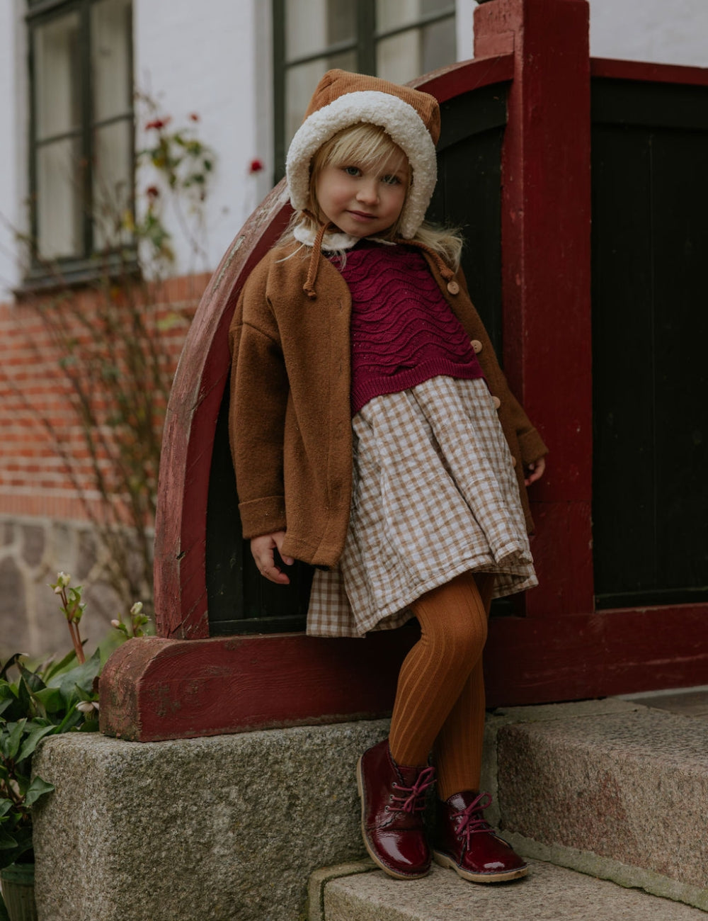 Scallop Boot - Burgundy Patent