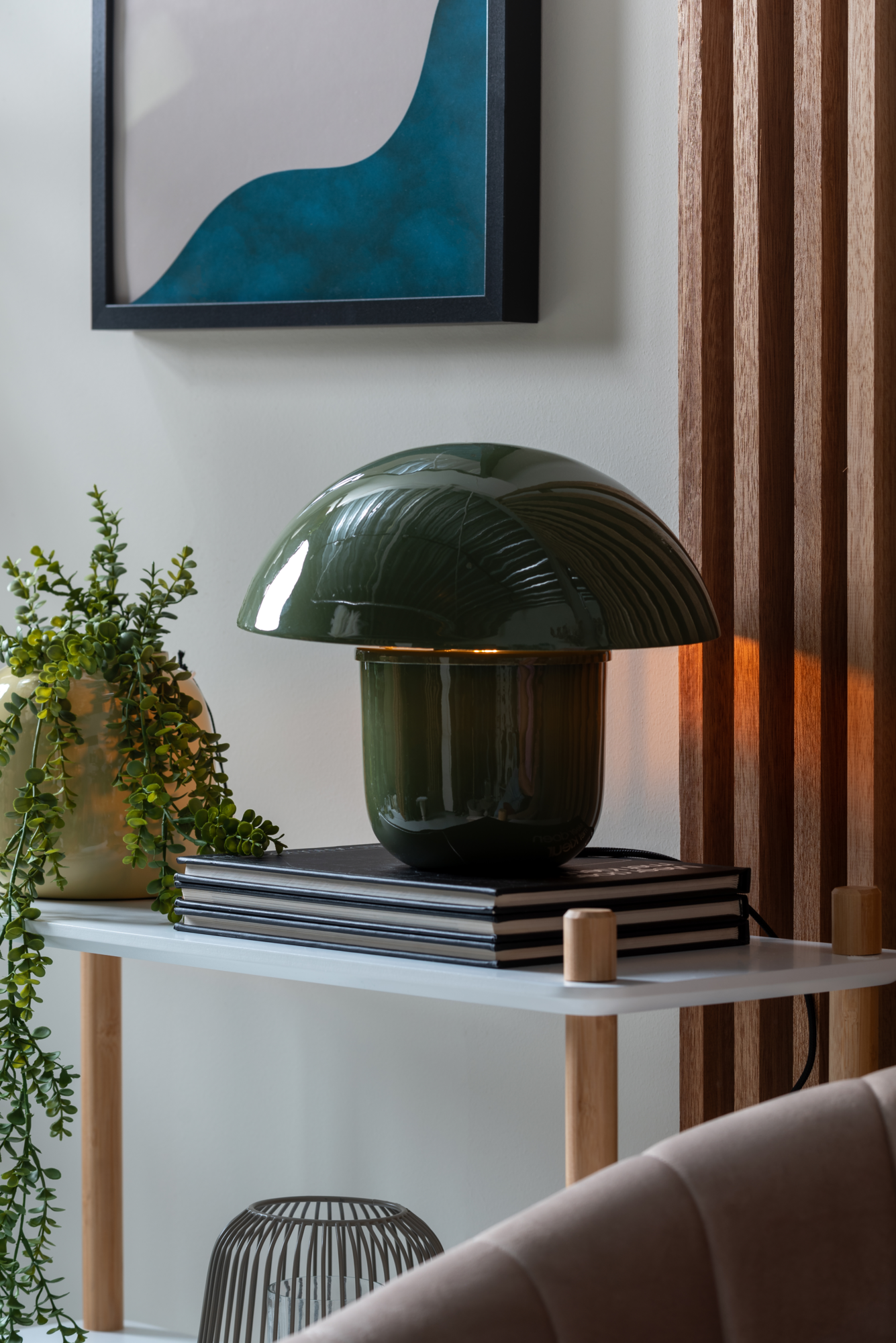 Table lamp Fat Mushroom enamel jungle green