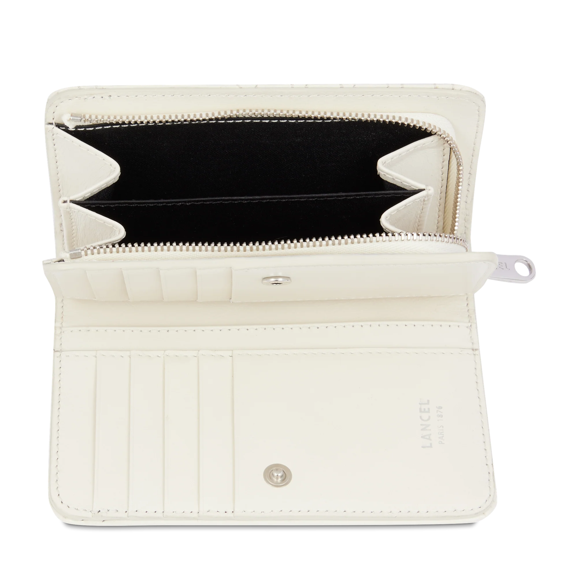 Portefeuille rectangulaire compact zippé Midi-Minuit de Lancel-Neige