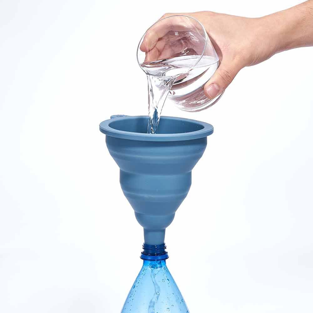 Entonnoir pliable rétractable en silicone bleu