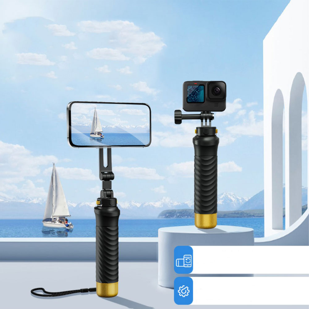 Unterwasser Schwebender Handgriff mit Handschlaufe für GoPro inkl. Smartphone-Clip-Halterung - Schwarz