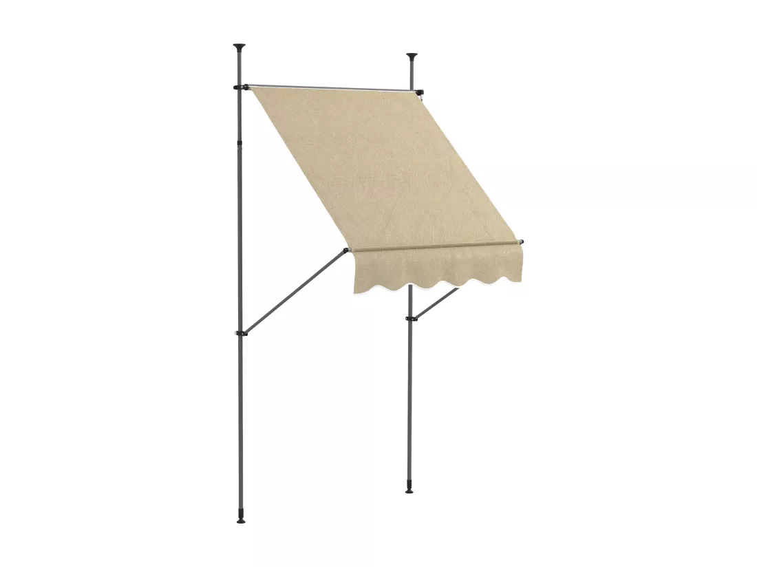 Store banne autoportant manuel rétractable 1,5L x 1,2l x 2,1-3H m inclinaison réglable métal alu polyester sable