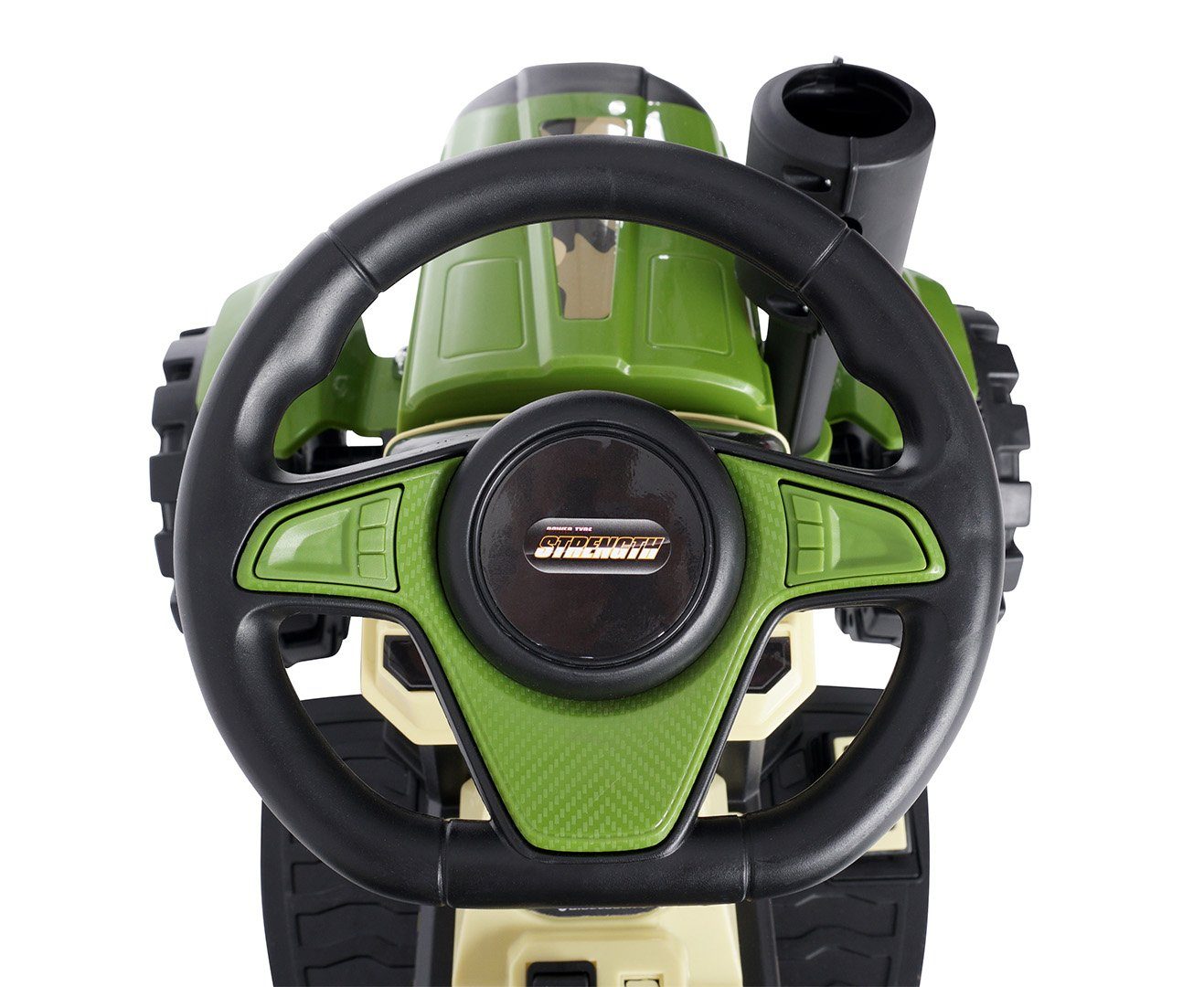 Trator elétrico infantil Actionbikes Motors com reboque, controle remoto incluso, capacidade de carga de 30 kg (2 partes), carga útil de 30 kg - freio automático - 2 motores de 6 V - a partir de 3 anos