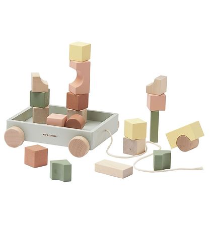 Kids Concept Tr?kvogn m. Stableklodser - Edvin - Multi