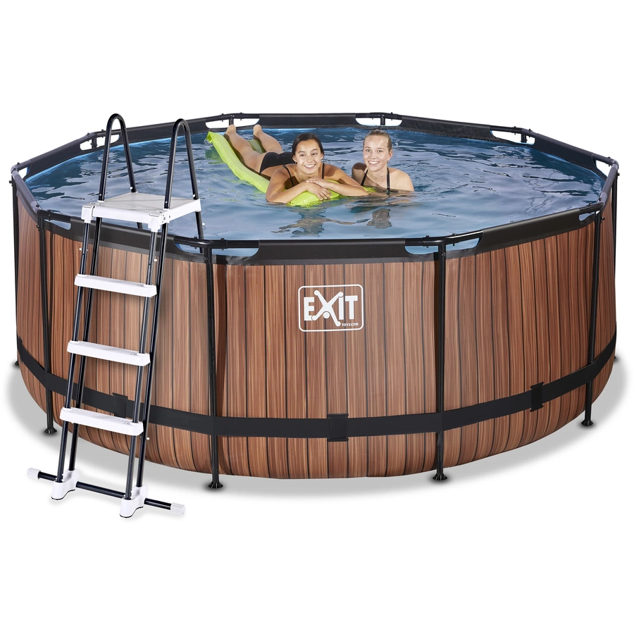 EXIT Wood Pool ø360x122cm mit Filterpumpe, braun