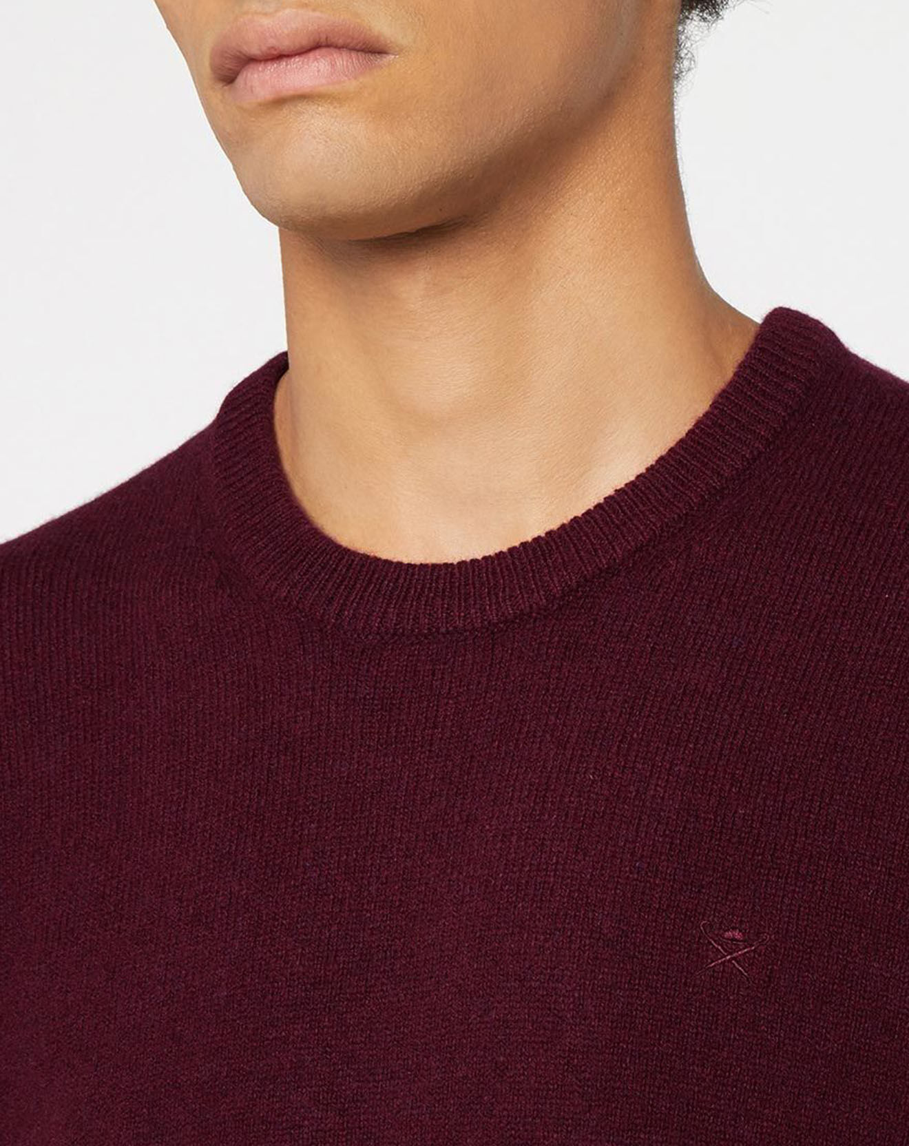 Hackett London Pull 100% Laine d'agneau bordeaux