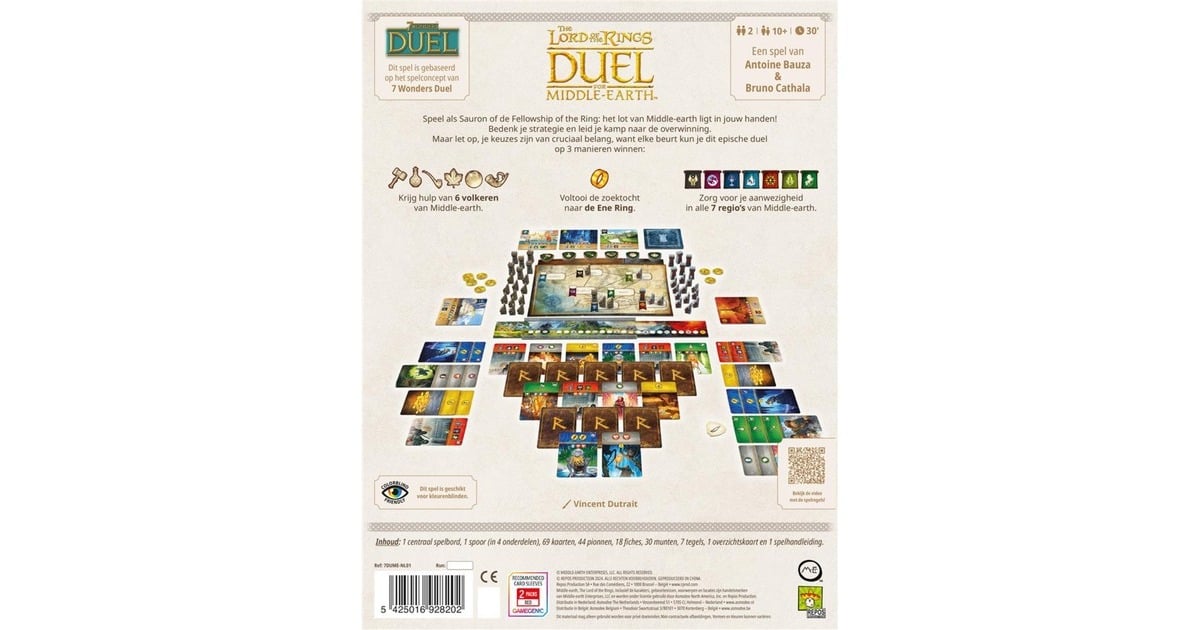 AsmodeeThe Lord of the Rings Duel for Middle Earth Bordspel  (Nederlands, 2 spelers, 30 minuten, Vanaf 10 jaar)