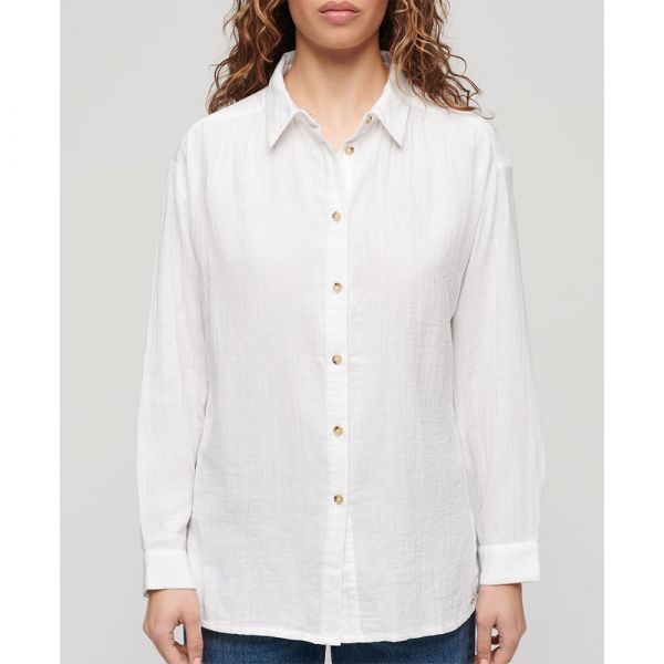 Superdry Longline Long Sleeve Shirt Branco XS Mulher