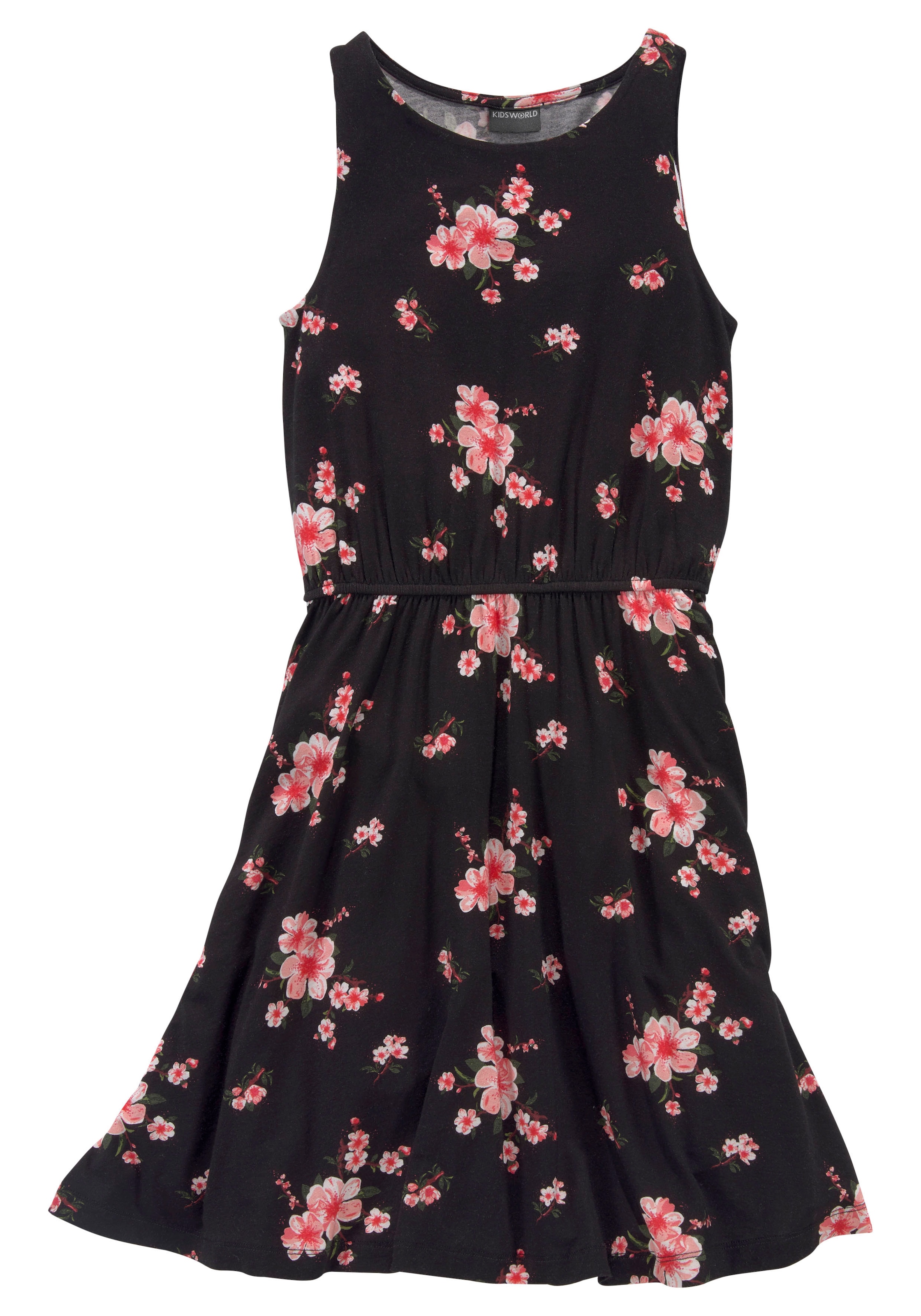 KIDSWORLD Jerseykleid »für Mädchen« sommerlich,  kniefrei,  floral,  aus Viskosemischung,  ärmellos
