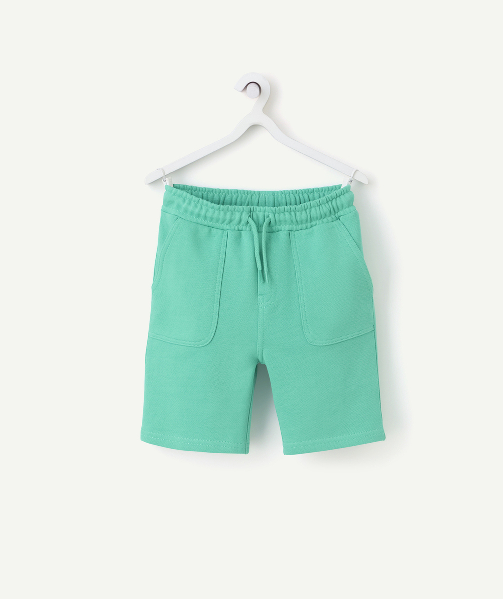 bermuda droit garçon en coton bio vert