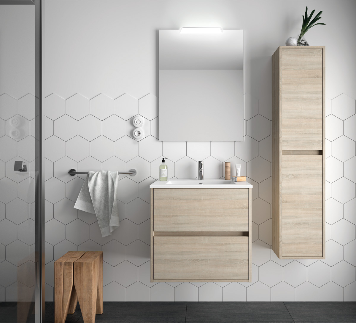 SHOWMODEL: Muebles Project badkamerkast 140x30x24cm caledonia